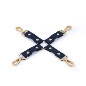 Bondage Couture Hog Tie NS Toys Albastru - Auriu din Metal si Imitatie Piele 657447103537
