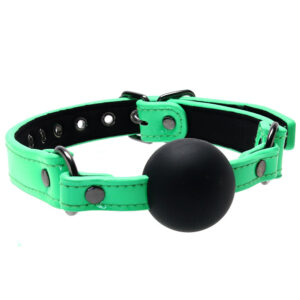 Calus Electra Ball Gag NS Toys Negru, Verde cu diametru 4.5 cm, din Silicon, Metal, Imitatie Piele, Neopren 657447105210