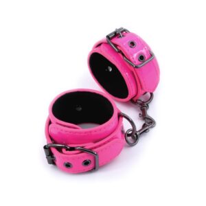 Catuse cu catarama BDSM Electra Wrist Cuffs NS Toys Negru - Roz din Metal si Imitatie Piele si Neopren 657447105074