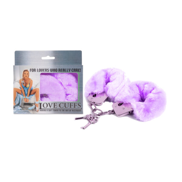 Catuse pufoase BDSM Metal Handcuff Nmc Violet din Metal si Plus 4892503058376