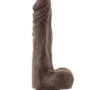 Dildo cu testicule - si ventuza Blush Dr.Skin Stud Muffin Chocolate Maro lungime 21.6 cm diametru 3.8 cm 855215007067