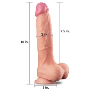 Dildo cu testicule - si ventuza Lovetoy Dual Layer Platinum Cock culoarea Pielii lungime 25 cm diametru 5.5 cm 6970260905459