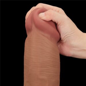 Dildo cu testicule - si ventuza Lovetoy King Sized Sliding Skin Dual Layer Dong Maro lungime 36 cm diametru 6.6 cm 6970260906739