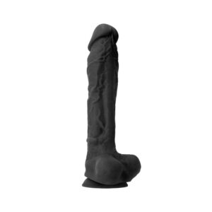 Dildo cu testicule - si ventuza NS Toys Colours Pleasures Negru lungime 25.4 cm diametru 6.4 cm 657447104138
