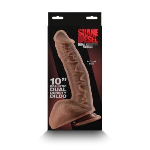 Dildo cu testicule - si ventuza NS Toys Shane Diesel Dual Density Maro lungime 27.5 cm diametru 6 cm 657447106347