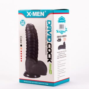 Dildo cu testicule - si ventuza X-Men David's Cock Negru lungime 27 cm diametru 7 cm 5999560517095