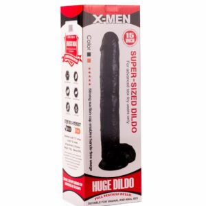 Dildo cu testicule - si ventuza X-Men Super Sized Negru lungime 40.6 cm diametru 8 cm 5999560515428