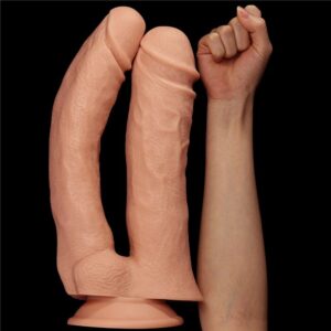 Dildo cu ventuza - dublu Lovetoy Realistic Mega Double culoarea Pielii lungime 30|33 cm diametru 5.5 - 6.8 cm 6970260907514
