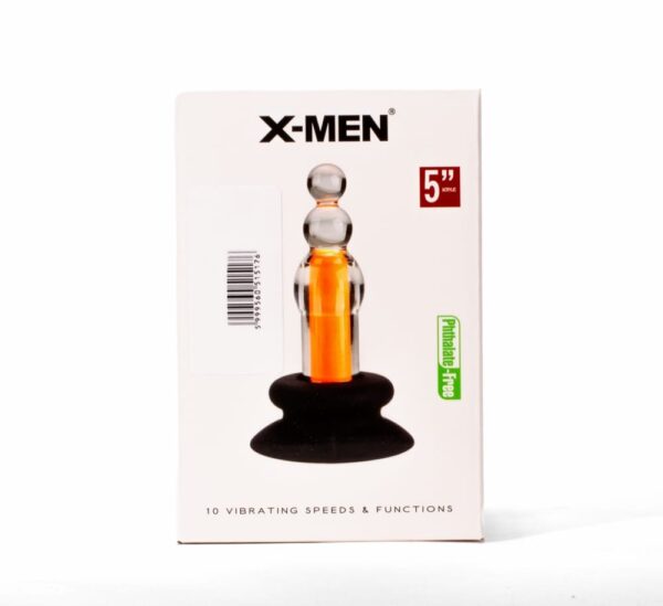 Dop Anal 10 Speeds Vibrating Beaded Plug X-Men Transparent - Portocaliu grosime 3.5 cm lungime 12 cm vibratii 5999560515176
