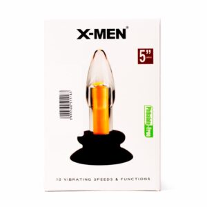 Dop Anal 10 Speeds Vibrating Plug X-Men Transparent - Portocaliu grosime 4 cm lungime 12 cm vibratii 5999560515183