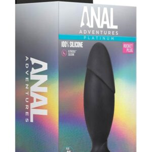 Dop Anal Anal Adventures Silicone Rocket Plug Blush Negru grosime 5 cm lungime 16.5 cm cu ventuza 819835026426