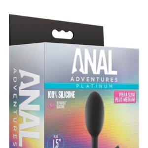 Dop Anal Anal Adventures Vibra Slim Plug Medium Blush Negru grosime 3.8 cm lungime 10.1 cm 819835026419