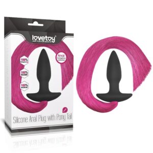 Dop Anal Anal Plug with Pony Tail Lovetoy Rosu grosime 4 cm lungime 10.8 - 33 cm 6970260909105
