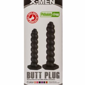 Dop Anal Butt Plug Silicone M X-Men Negru grosime 4.5 cm lungime 24 cm cu ventuza 5999560516357