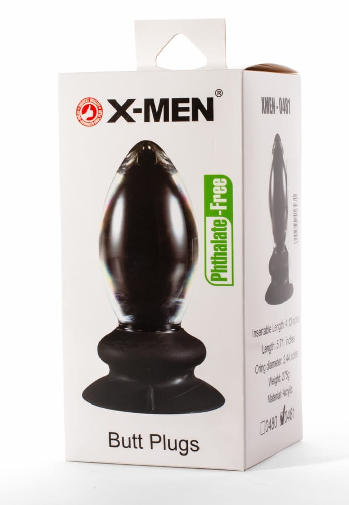 Dop Anal Butt Plug X-Men Transparent grosime 5.5 cm lungime 14.5 cm cu ventuza 5999560516470
