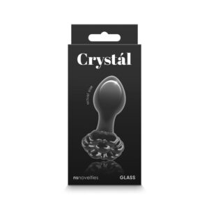 Dop Anal Crystal Flower NS Toys Negru grosime 3.9 cm lungime 8.9 cm 657447104732