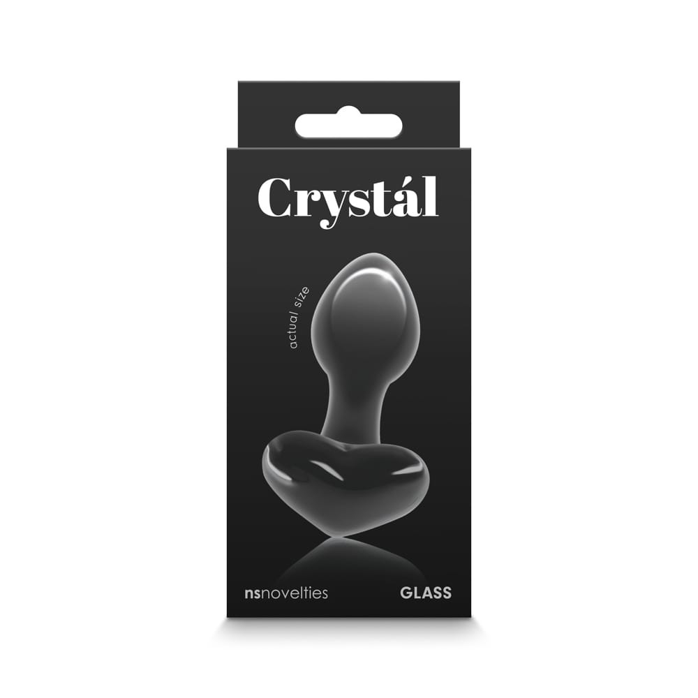 Dop Anal Crystal Heart NS Toys Negru grosime 3.9 cm lungime 8.9 cm 657447104824