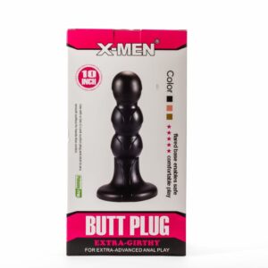 Dop Anal Extra Girthy Butt Plug V X-Men Negru grosime 6 cm lungime 25.4 cm cu ventuza 5999560516210