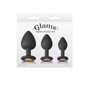 Dop Anal Glams Spades Trainer Kit NS Toys Negru grosime 2.5 - 3 - 4 cm lungime 6.3 - 7 - 9.5 cm 657447102837