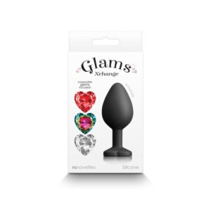 Dop Anal Glams Xchange Heart Medium NS Toys Negru - Rosu - Transparent - Multicolor grosime 3.5 cm lungime 8.1 cm 657447106002