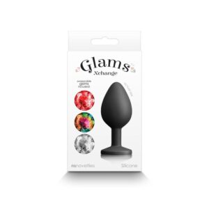 Dop Anal Glams Xchange Round Medium NS Toys Negru - Rosu - Transparent - Multicolor grosime 3.5 cm lungime 8.1 cm 657447106026
