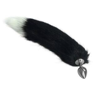 Dop Anal Metal Anal Tail 1 Lovetoy Negru - Alb - Argintiu grosime 4 cm lungime 8.5 cm 5999560510065