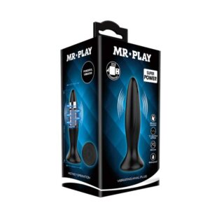 Dop Anal Mr. Play 12 Function Vibrating Anal Plug Voluptas Negru grosime 3.05 cm lungime 12.8 cm vibratii 6959532332049