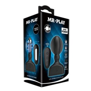 Dop Anal Mr. Play Inflatable Anal Plug Voluptas Negru grosime 3.3 cm lungime 11.8 cm cu ventuza - telecomanda - vibratii 6959532331844