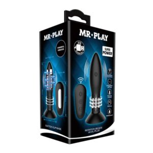 Dop Anal Mr. Play Rotation Beads Anal Plug Voluptas Negru grosime 3.55 cm lungime 13 cm cu ventuza - telecomanda - vibratii 6959532331837