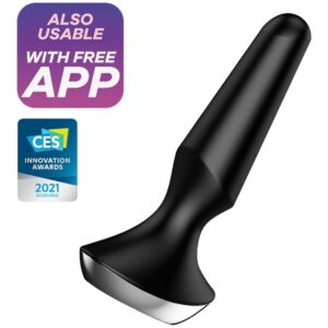 Dop Anal Plug-ilicious 2 Satisfyer Negru grosime 3 cm lungime 12 cm vibratii - aplicatie SmartPhone 4061504003283