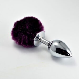 Dop Anal Pompon Metal Plug Small Lovetoy Violet - Argintiu grosime 2.8 cm lungime 7 cm 6970260904636