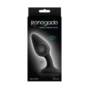 Dop Anal Renegade Knock Knock Plug NS Toys Negru grosime 4.2 cm lungime 12 cm cu ventuza 657447098833