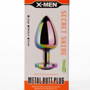 Dop Anal Secret Shine Metal Butt Plug Rainbowheart M X-Men Multicolor grosime 3.4 cm lungime 8.2 cm 5999560515978