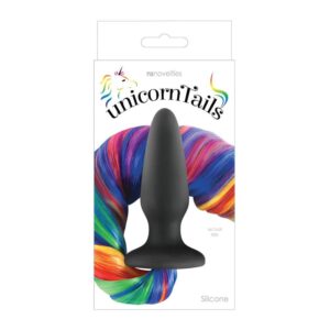 Dop Anal Unicorn Tails Rainbow NS Toys Negru grosime 3 cm lungime 10.3 cm 657447098116