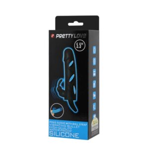 Extensie Penis Pretty Love Sloane cu vibratii si stimulare clitoris Pretty Love Negru 14 cm 6959532317466
