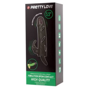 Extensie Penis Pretty Love Sloane cu vibratii si stimulare clitoris Pretty Love Negru 14 cm 6959532318579