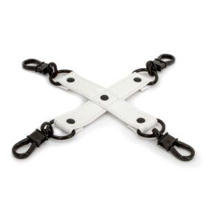 GLO Bondage Hog Tie fosforoscent NS Toys Negru - Alb - Verde din Piele si Metal 657447104053