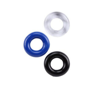 Inel Penis Donut Rings-Assorted 3 bucati Chisa Novelties diametru 1.8 cm Negru|Albastru|Transparent 759746008992