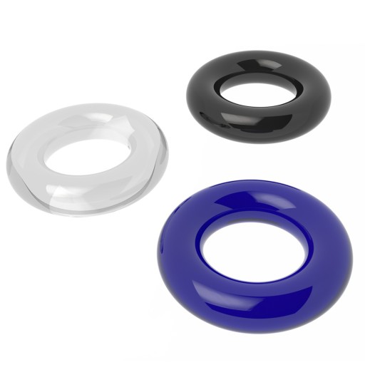Inel Penis Power Plus Donut Rings 3 bucati Lovetoy diametru 4 cm Negru|Albastru|Transparent 6970260907996