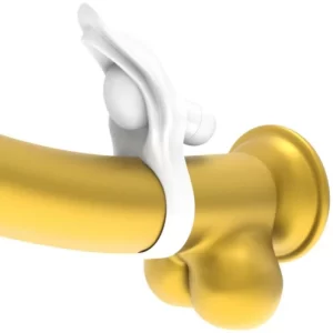 Inel Penis Stamina cu vibratii si stimulare clitoris Lovetoy diametru 2.3 - 3 cm Alb 6970260900843