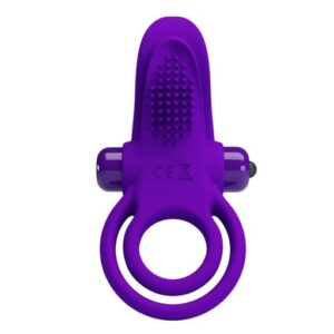 Inel Penis Vibrant Penis cu vibratii si stimulare clitoris Pretty Love diametru 5.6 cm Violet 6959532324211