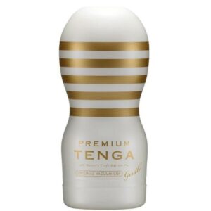 Masturbator Tenga PREMIUM ORIGINAL VACUUM CUP GENTLE Alb - Auriu lungime 15.5 cm forma normala 4570030974979
