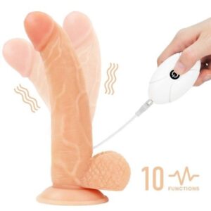 Strap On unisex Dildo Inclus Lovetoy Cu Vibratii Easy Negru si culoarea Pielii 21.5 cm 6970260908689