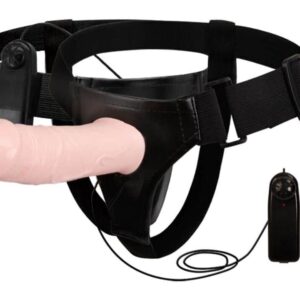 Strap On unisex Dildo Inclus Voluptas Hollow cu Vibratii culoarea Pielii 16.5 cm 6959532308730
