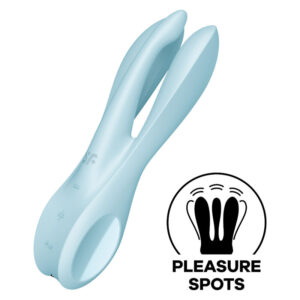 Vibrator Clitoris Threesome 1 light Satisfyer 0.5 - 1.5 - 4.5 grosime 14 cm lungime Albastru 4061504037127