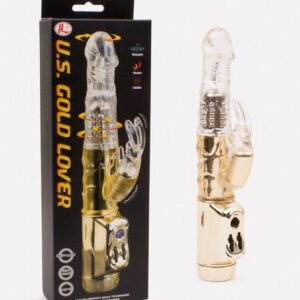 Vibrator Voluptas U.S. Gold Lover Vibrating & Rotating Penis Gold Clear stimulare clitoris - punctul G - rotatii grosime 3 cm lungime 22.5 cm 6959532310672