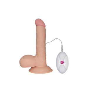 Vibrator realistic Lovetoy The Ultra Soft Dude Vibrating cu testicule - cu ventuza - telecomanda grosime 3.5 cm lungime 17 cm 6970260900249