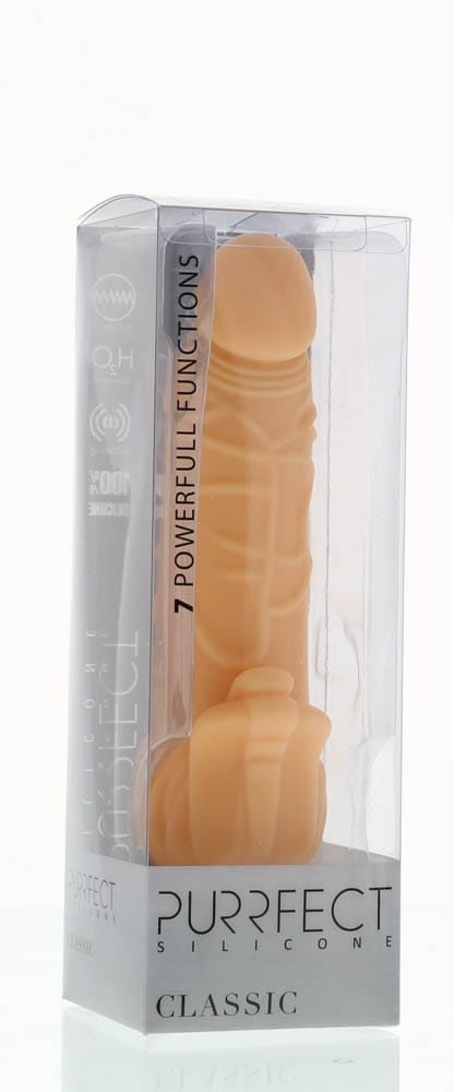 Vibrator realistic Seven Creations Purrfect Silicone Classic stimulare clitoris grosime 4 cm lungime 18 cm 6946689011125